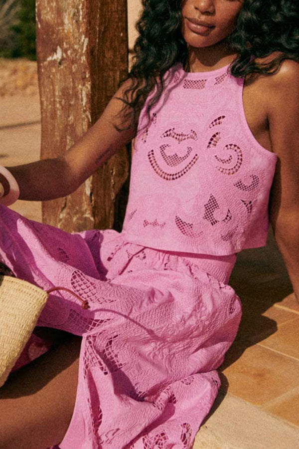 Lorena | Conjunto de encaje rosa