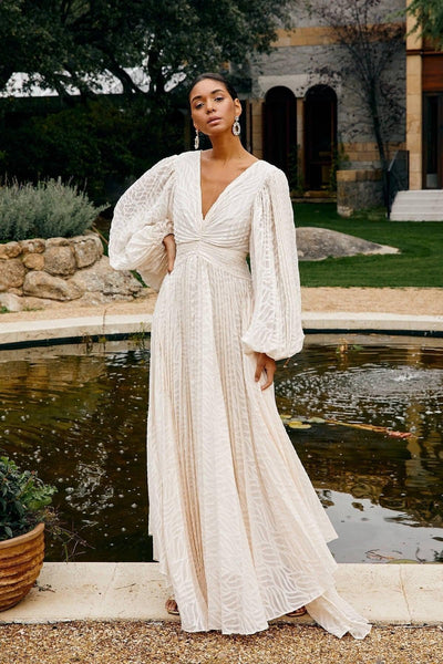 NOMI™ | Luxe Lange Jurk met Puffmouwen