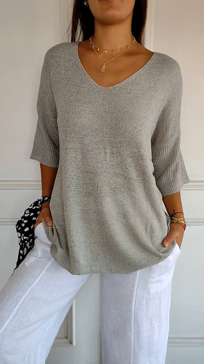 Anna® | Gebreide top met V-hals