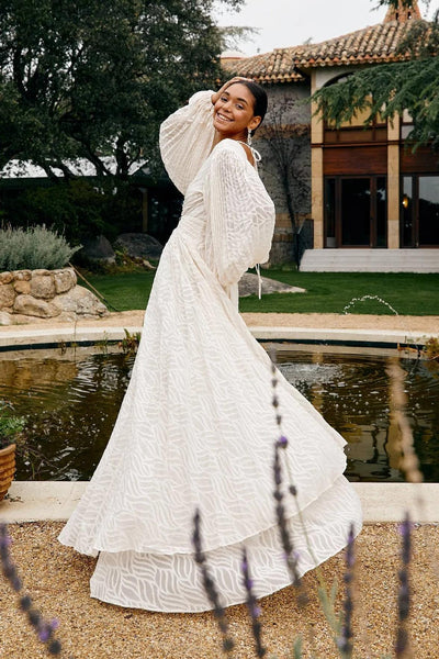 NOMI™ | Luxe Lange Jurk met Puffmouwen