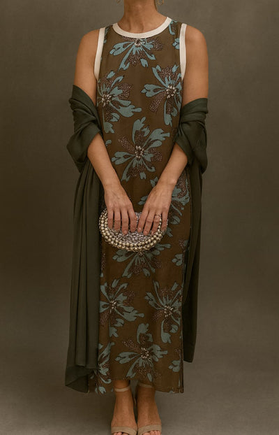 MILENA | Elegante Satijnen Jurk met Inclusief Stola en Slankmakende Lijn voor Speciale Gelegenheden