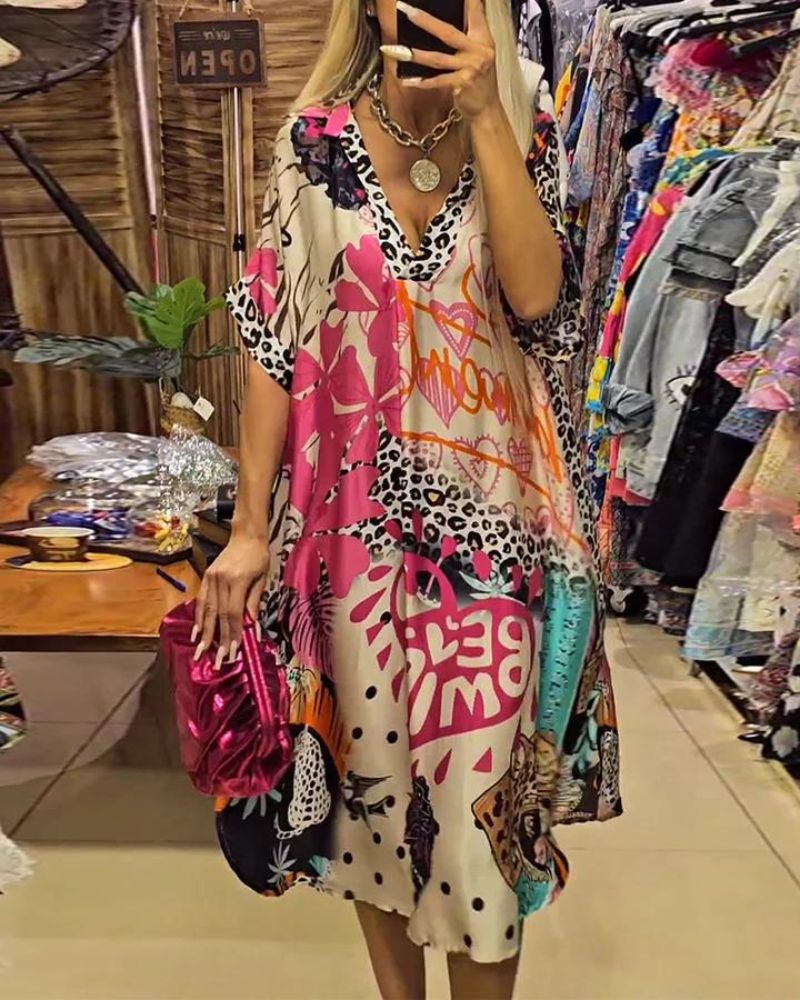 LUCIRA | Casual jurk met kleurrijke luipaardprint