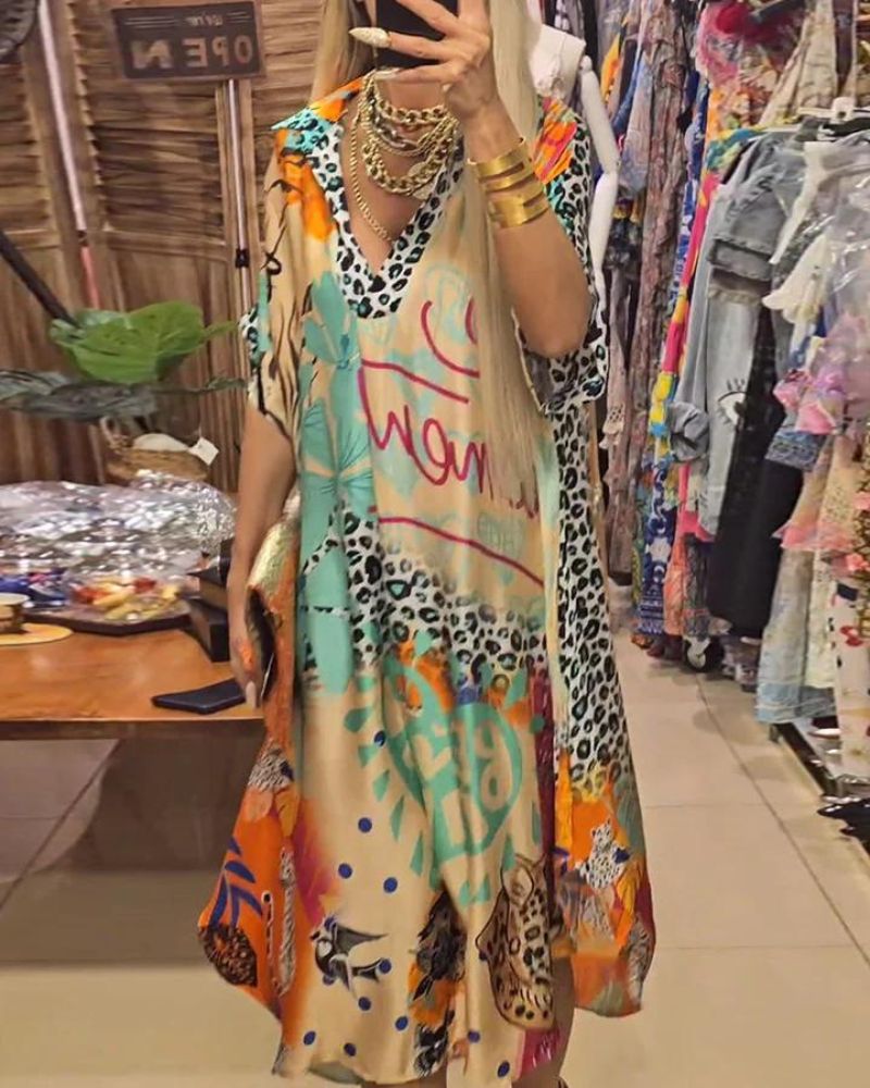 LUCIRA | Casual jurk met kleurrijke luipaardprint