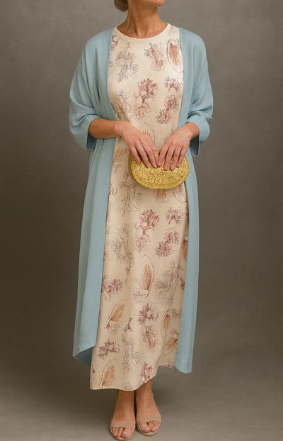 MILENA | Elegante Satijnen Jurk met Inclusief Stola en Slankmakende Lijn voor Speciale Gelegenheden