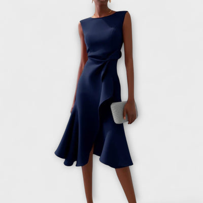 Juliette | Asymmetrische Midi Jurk met Drapering