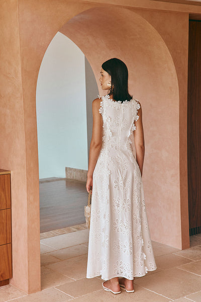 NOMI™ | Maxijurk met Borduursel – Romantisch Wit voor de Zomer en Ceremonies