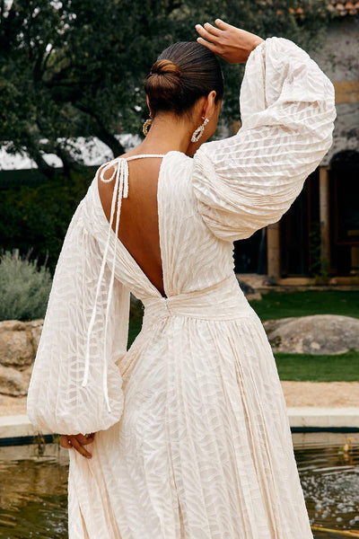 NOMI™ | Luxe Lange Jurk met Puffmouwen