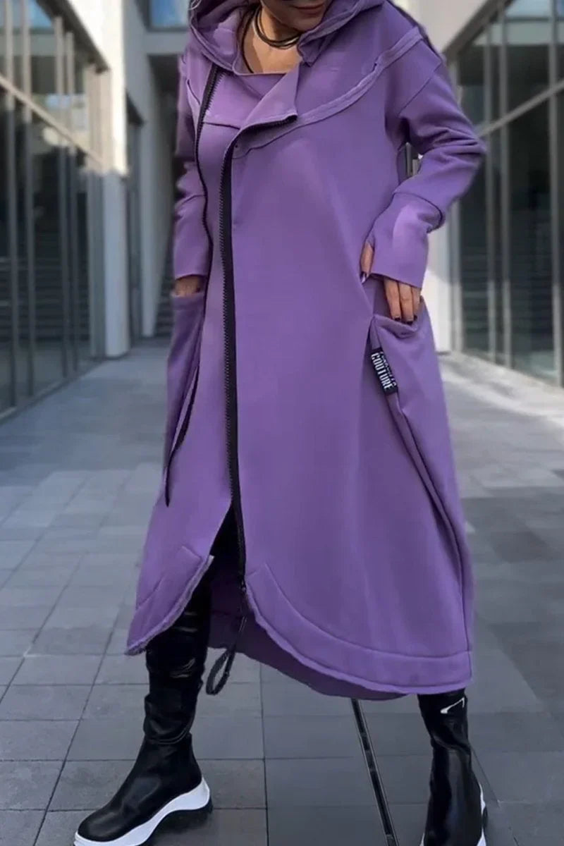 MANA™ | LANGE HOODIE MET RITSLUITING IN LICHTE EN ADEMENDE STOFFEN