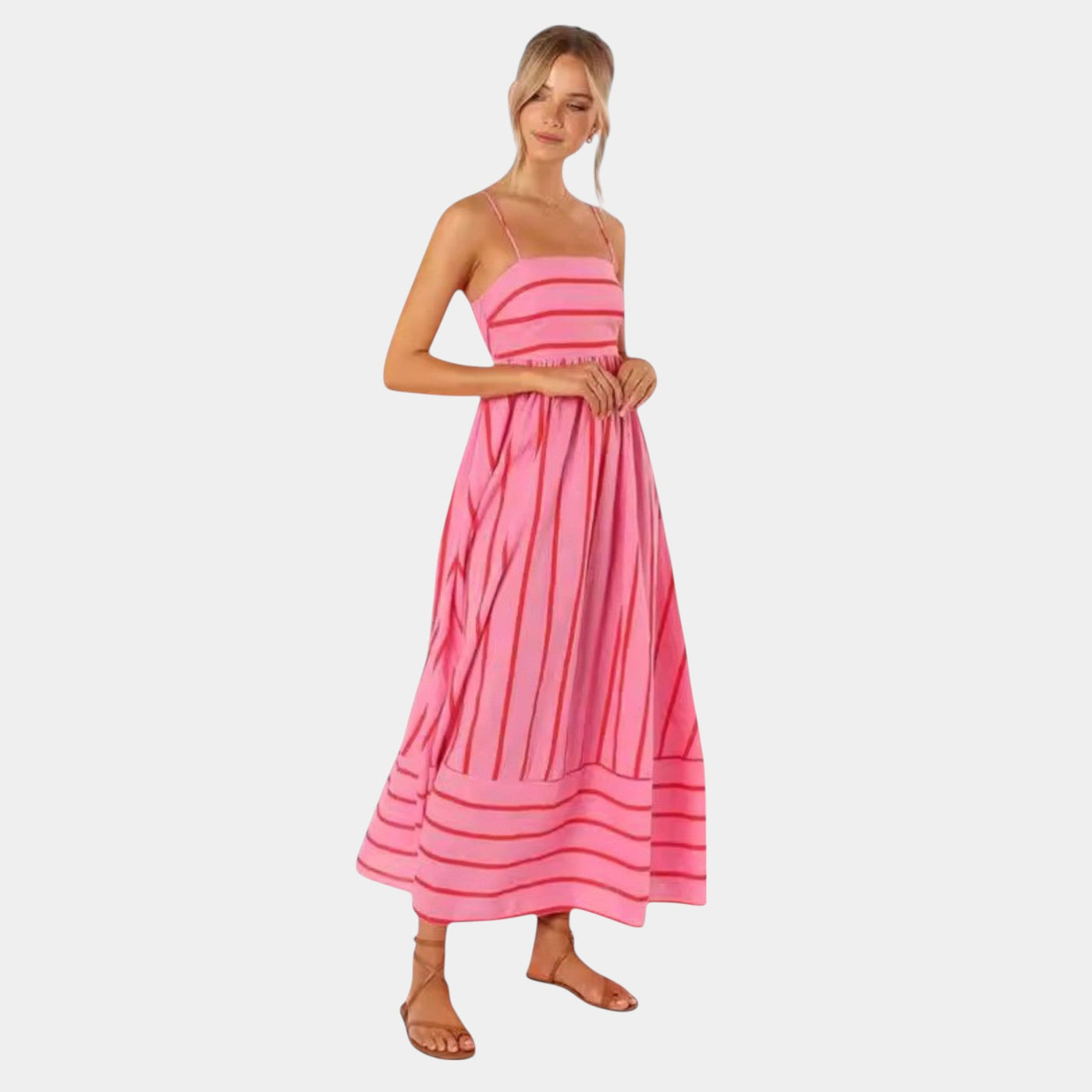 Rosa | Casual Gestreepte Jurk
