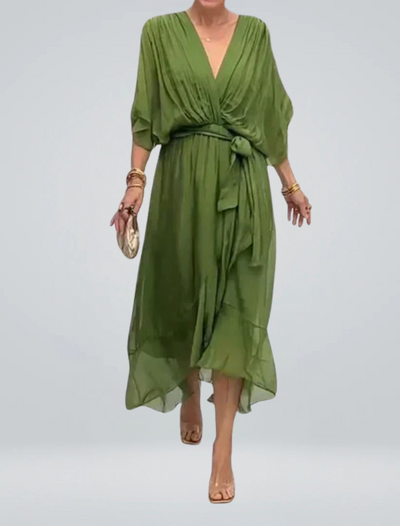 GINEVRA | Elegante Lange Jurk met Vrouwelijke Halslijn