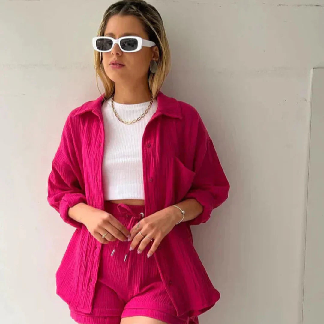 Adélie | 2-delig katoenen shirt en shortset