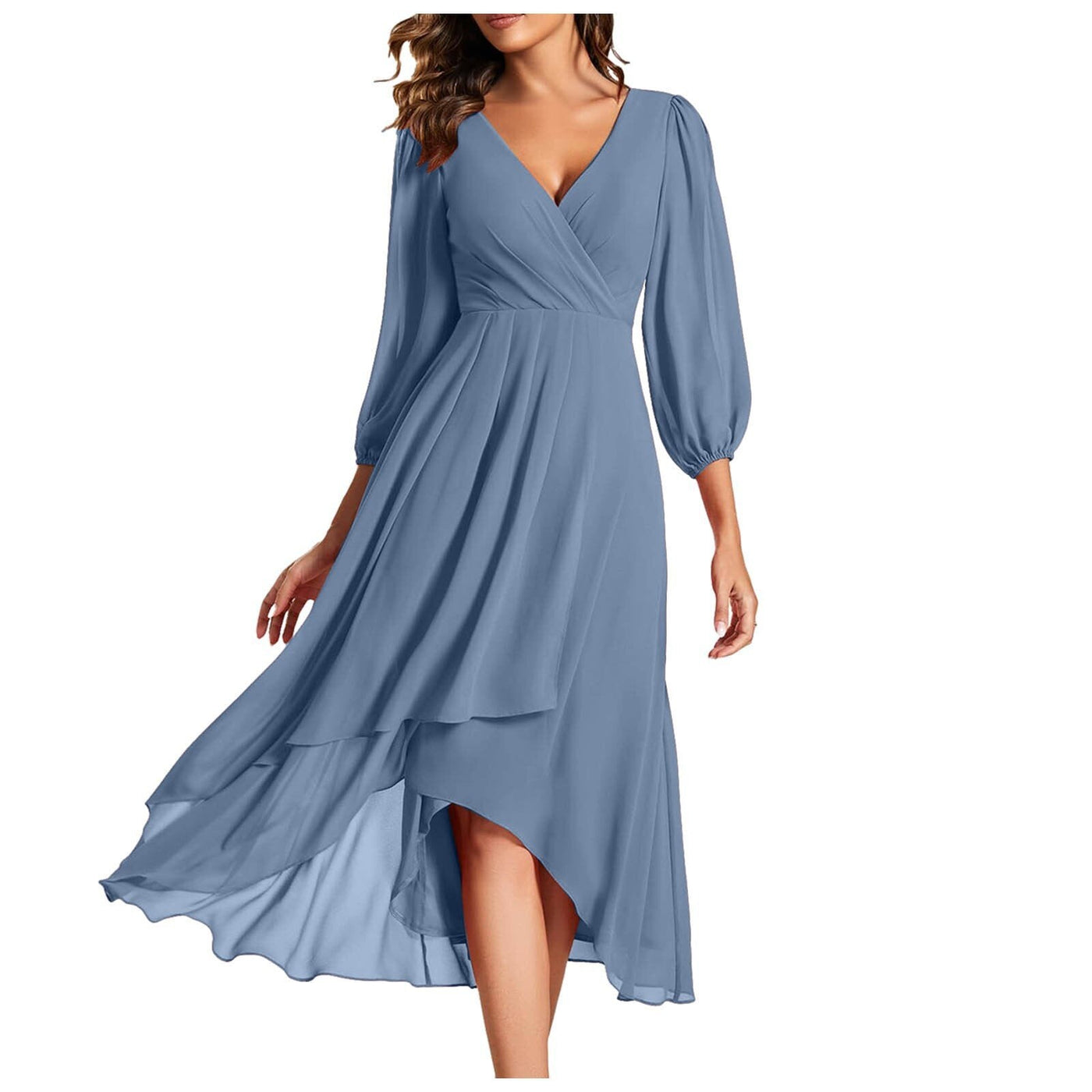MIA | jurk met V-hals en asymmetrische zoom
