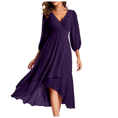 MIA | jurk met V-hals en asymmetrische zoom