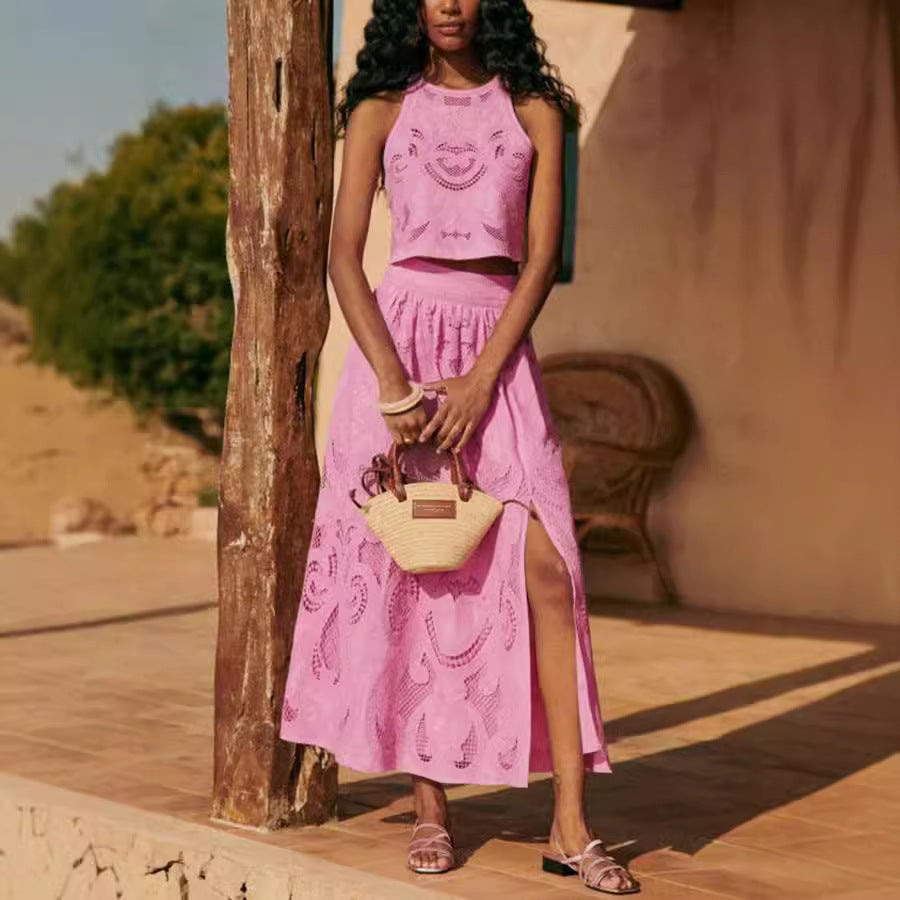 NOMI™ | Zomer set van twee delen – Mouwloze top + Rok met zakken