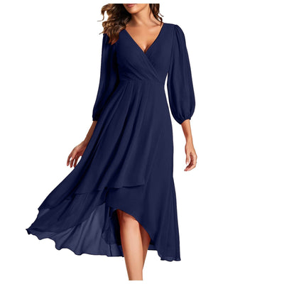 MIA | jurk met V-hals en asymmetrische zoom