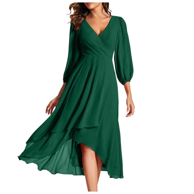 MIA | jurk met V-hals en asymmetrische zoom