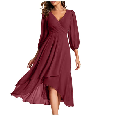 MIA | jurk met V-hals en asymmetrische zoom