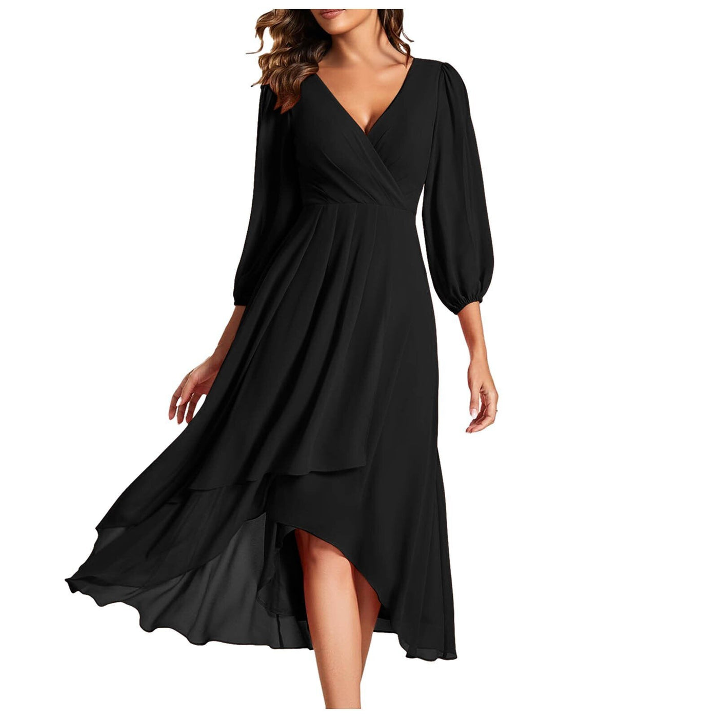 MIA | jurk met V-hals en asymmetrische zoom