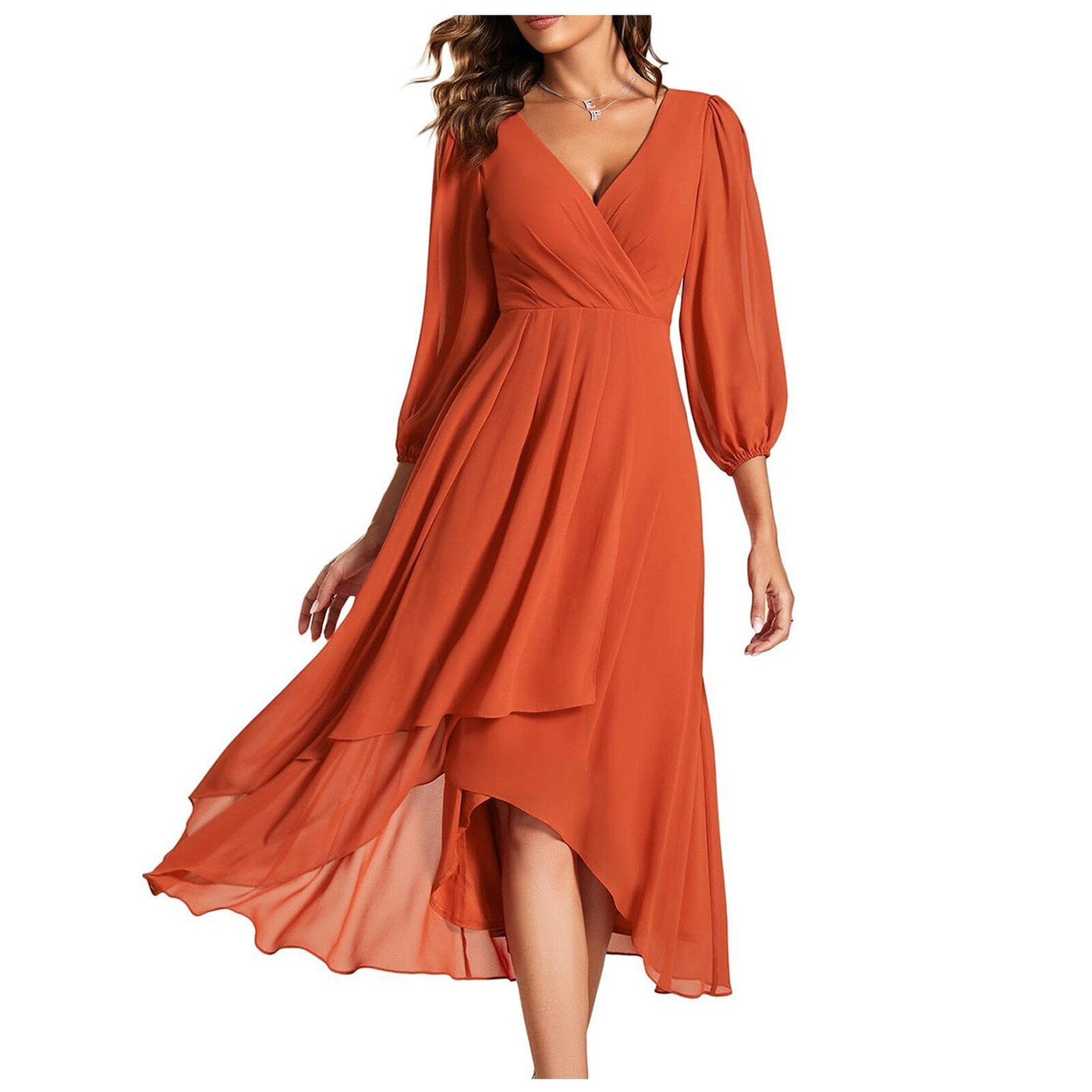 MIA | jurk met V-hals en asymmetrische zoom