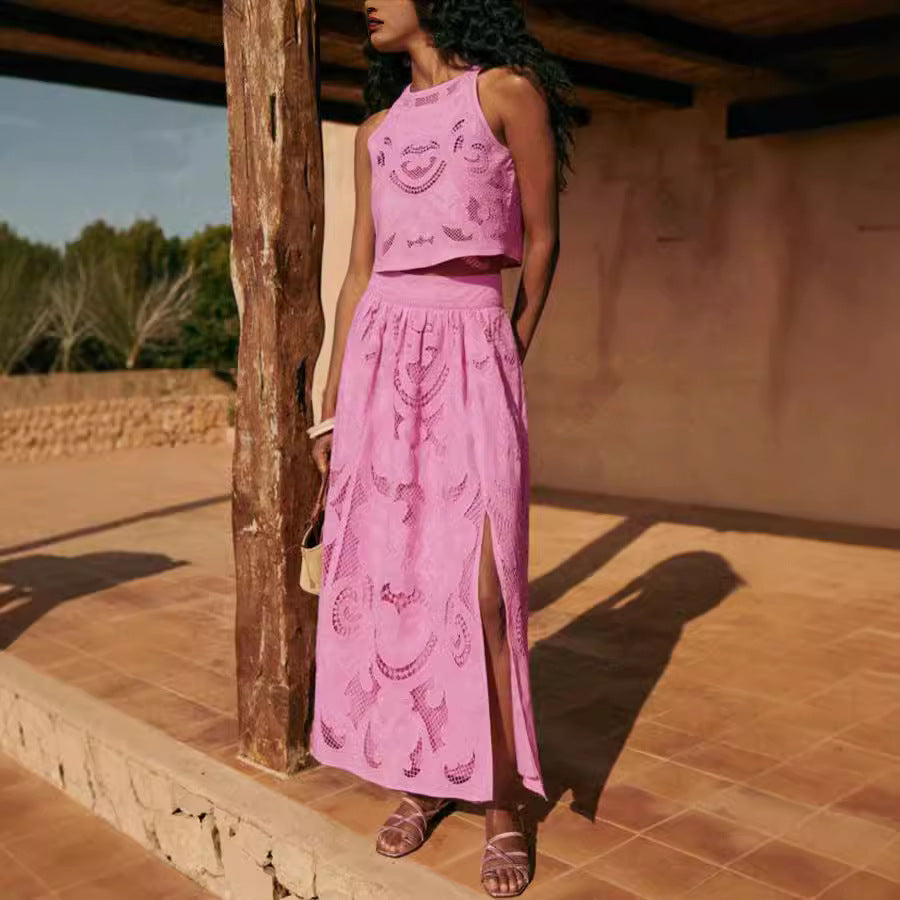 NOMI™ | Zomer set van twee delen – Mouwloze top + Rok met zakken