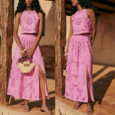 NOMI™ | Zomer set van twee delen – Mouwloze top + Rok met zakken