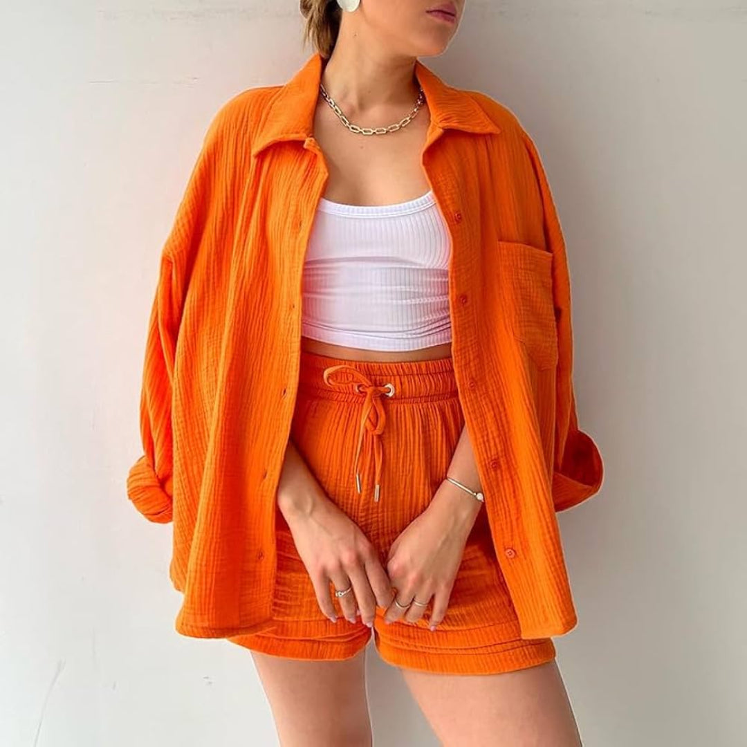 Adélie | 2-delig katoenen shirt en shortset