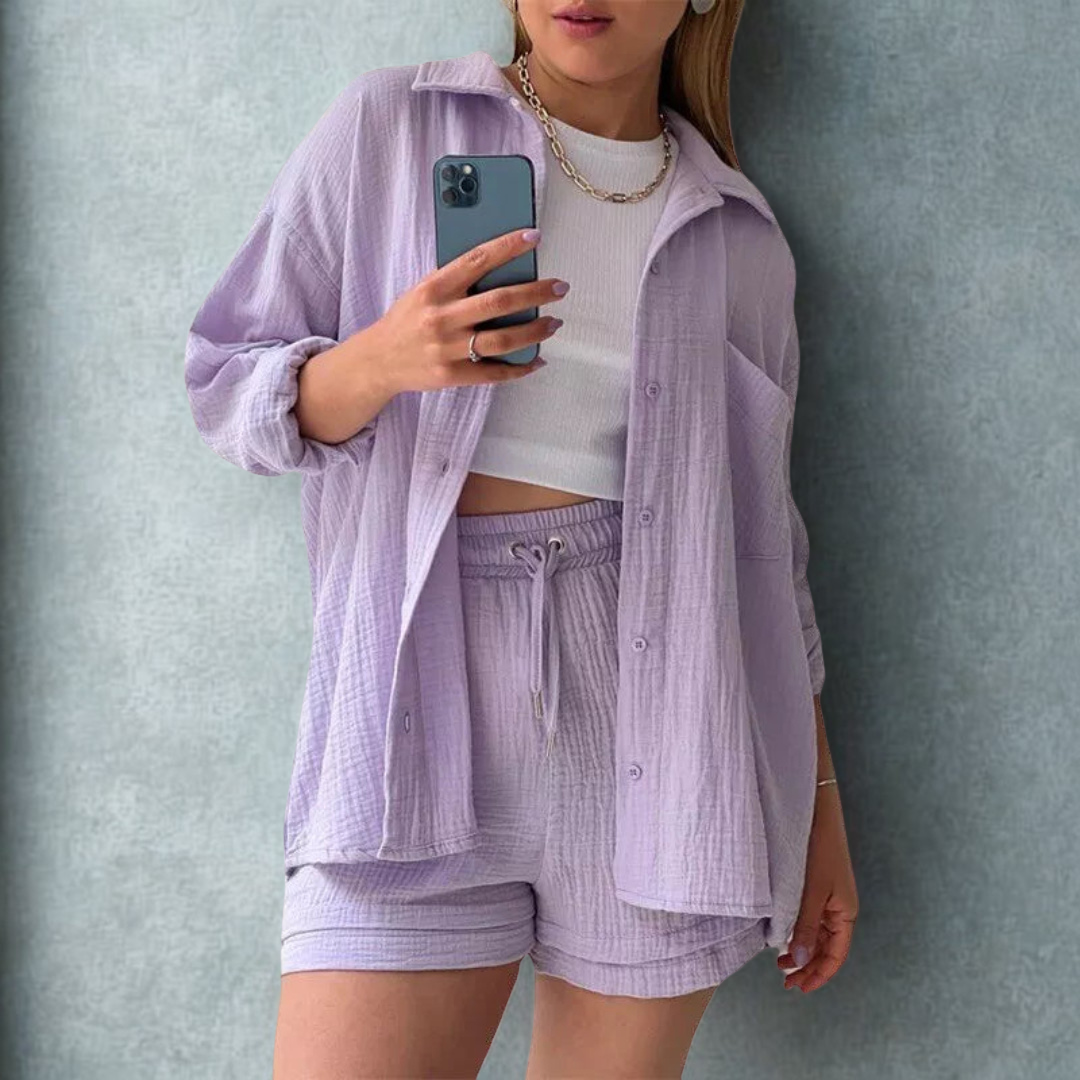 Adélie | 2-delig katoenen shirt en shortset