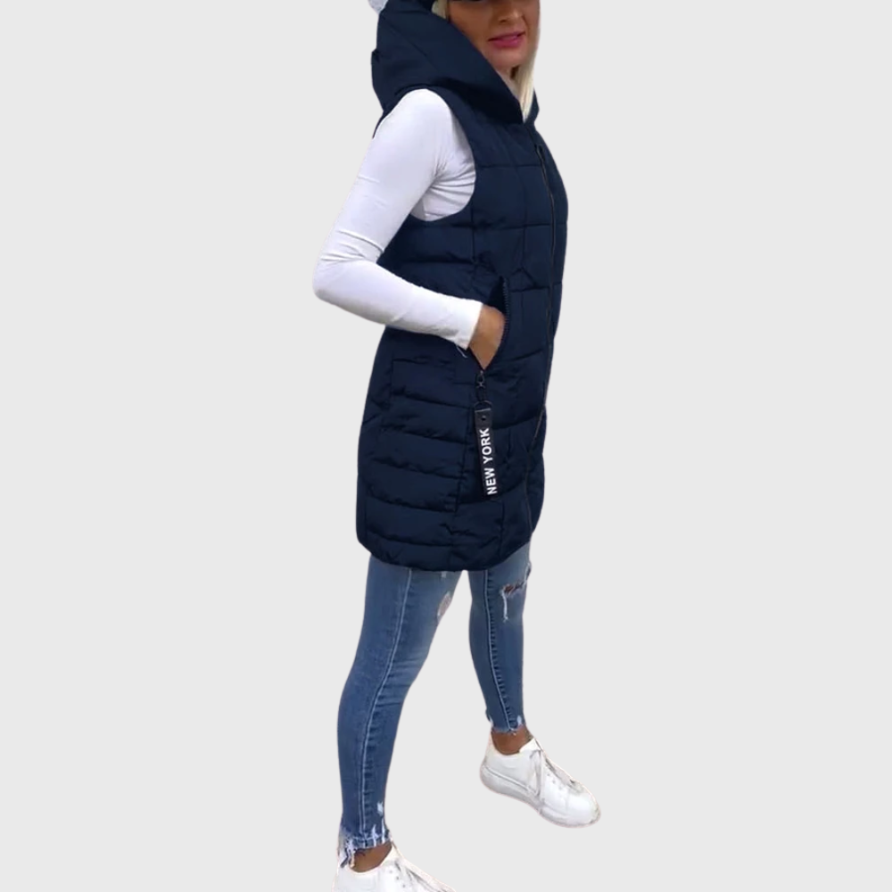 Mouwloze gewatteerde jas