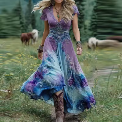 Celestine | Aangepaste en vloeiende bloemenjurk