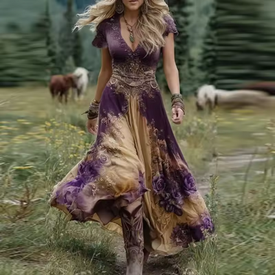 Celestine | Aangepaste en vloeiende bloemenjurk