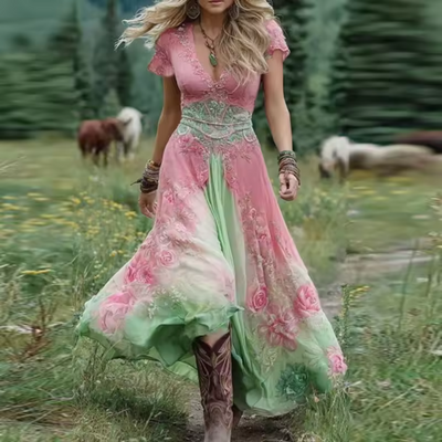 Celestine | Aangepaste en vloeiende bloemenjurk