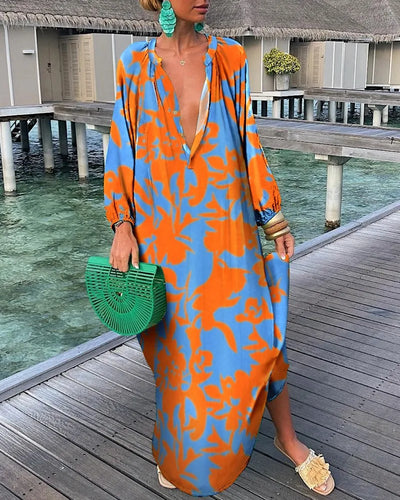 Nomi™ - Zomer Caftan Dames – Maxi Lichte Strandjurk met Print