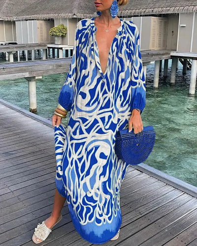 Nomi™ - Zomer Caftan Dames – Maxi Lichte Strandjurk met Print