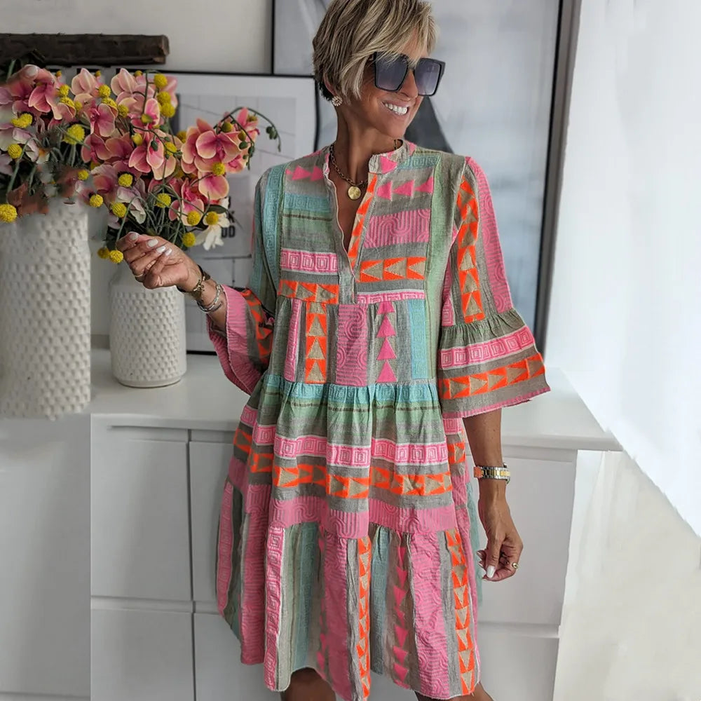 Juliane | Boho gelaagde swingjurk