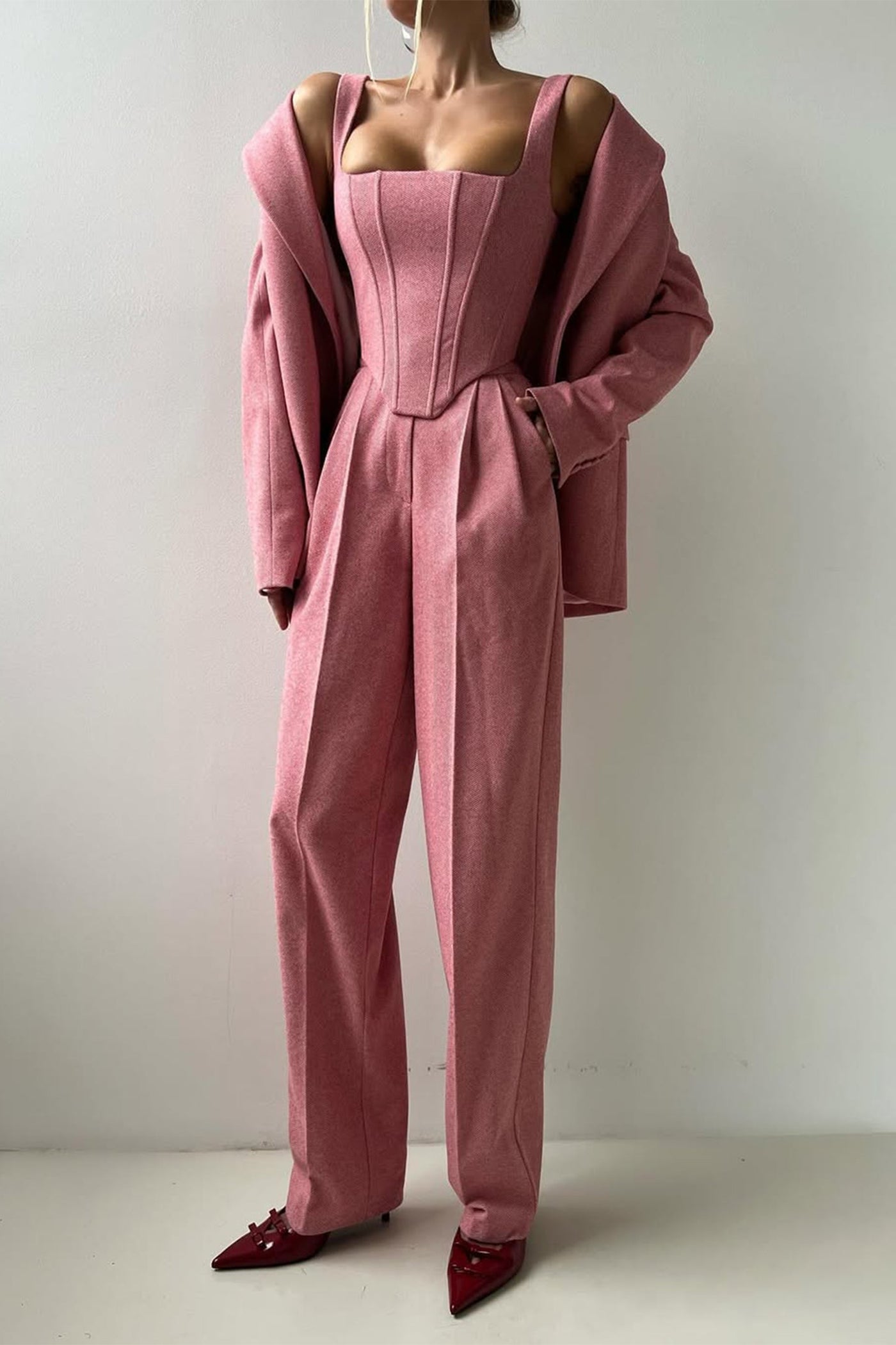 Dolce | Driedelig set met double-breasted blazer