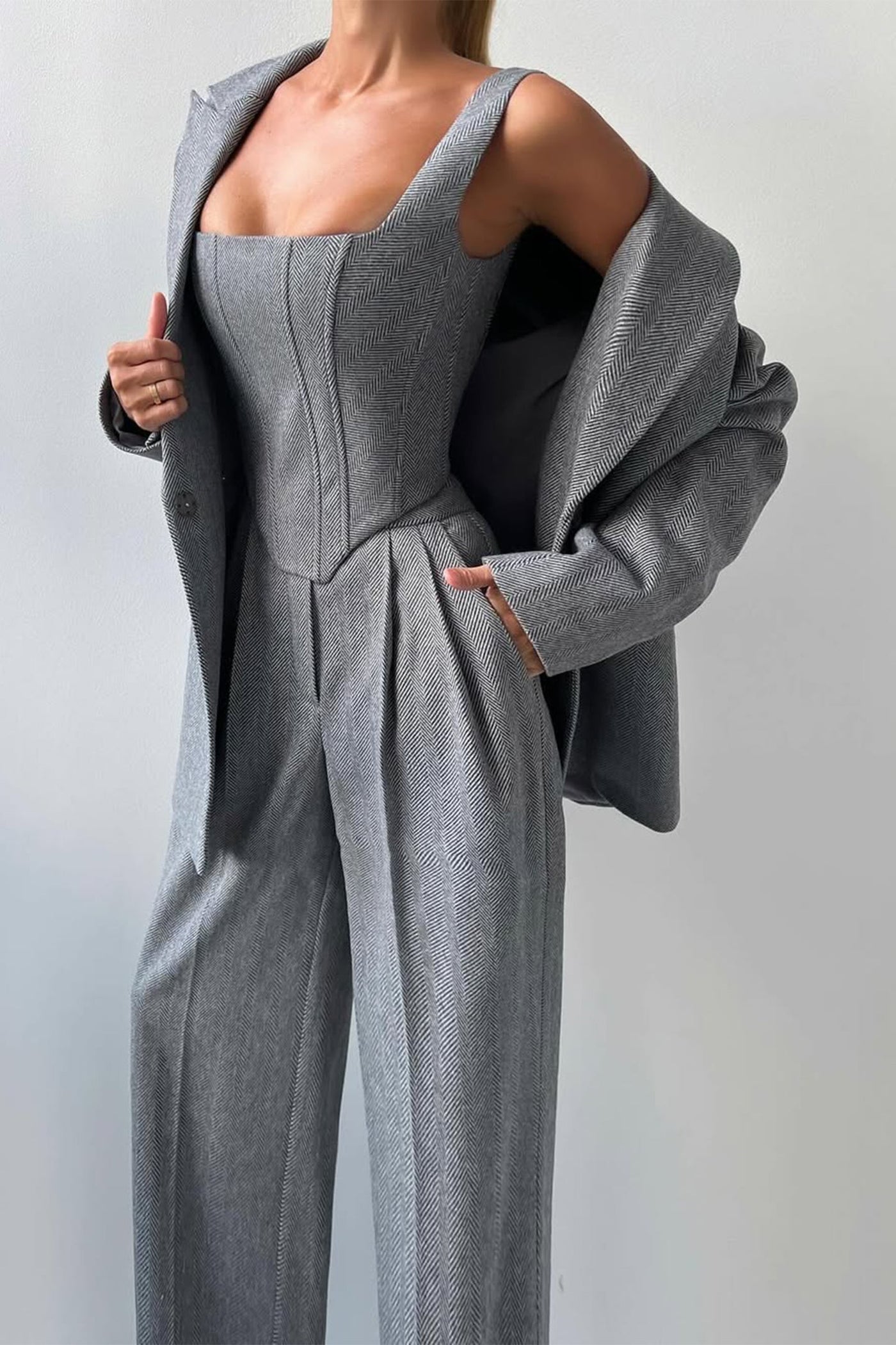 Dolce | Driedelig set met double-breasted blazer