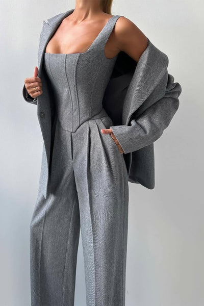 Dolce | Driedelig set met double-breasted blazer