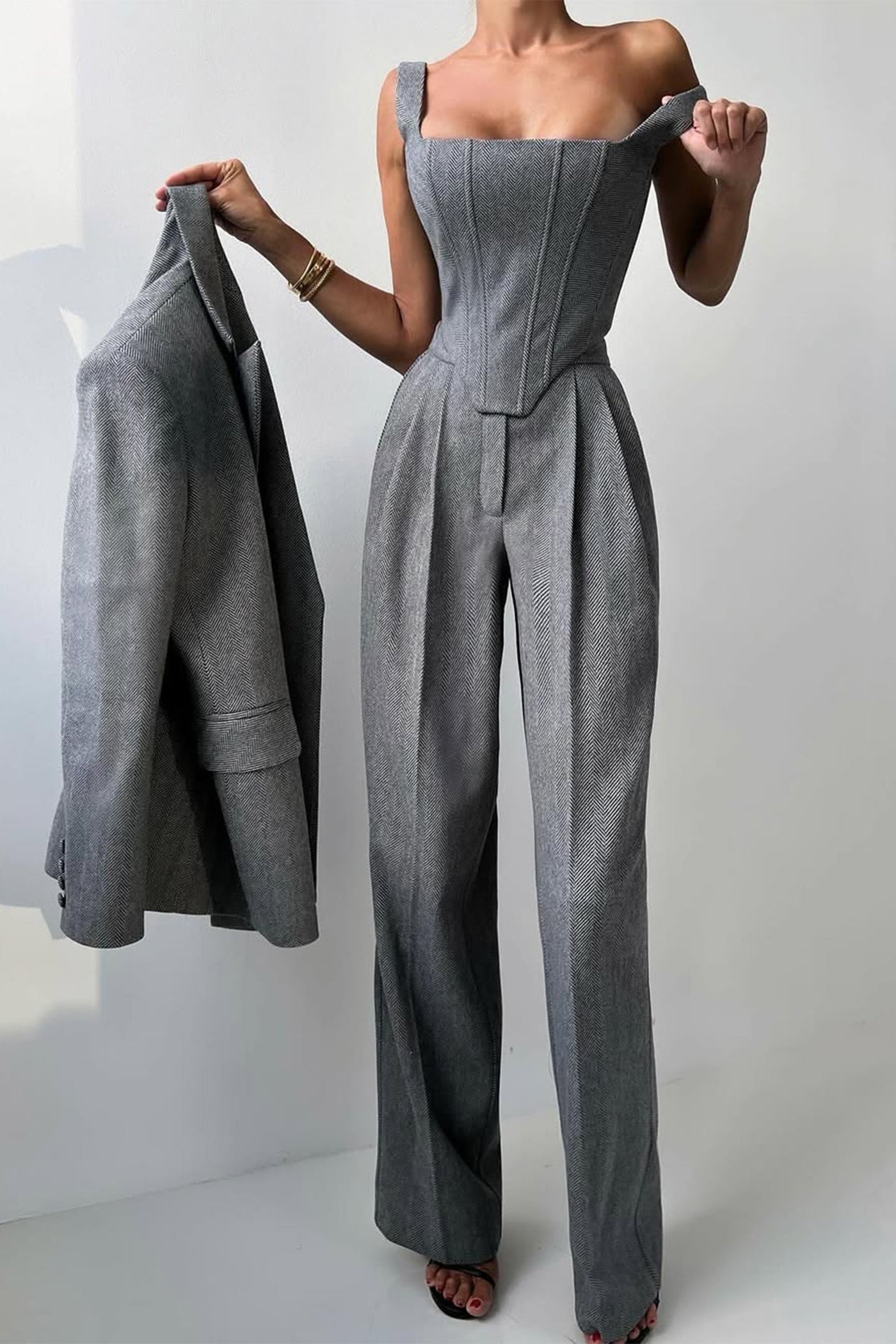 Dolce | Driedelig set met double-breasted blazer