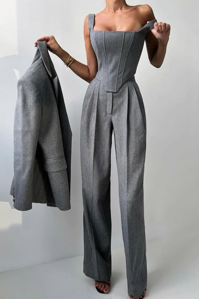 Dolce | Driedelig set met double-breasted blazer