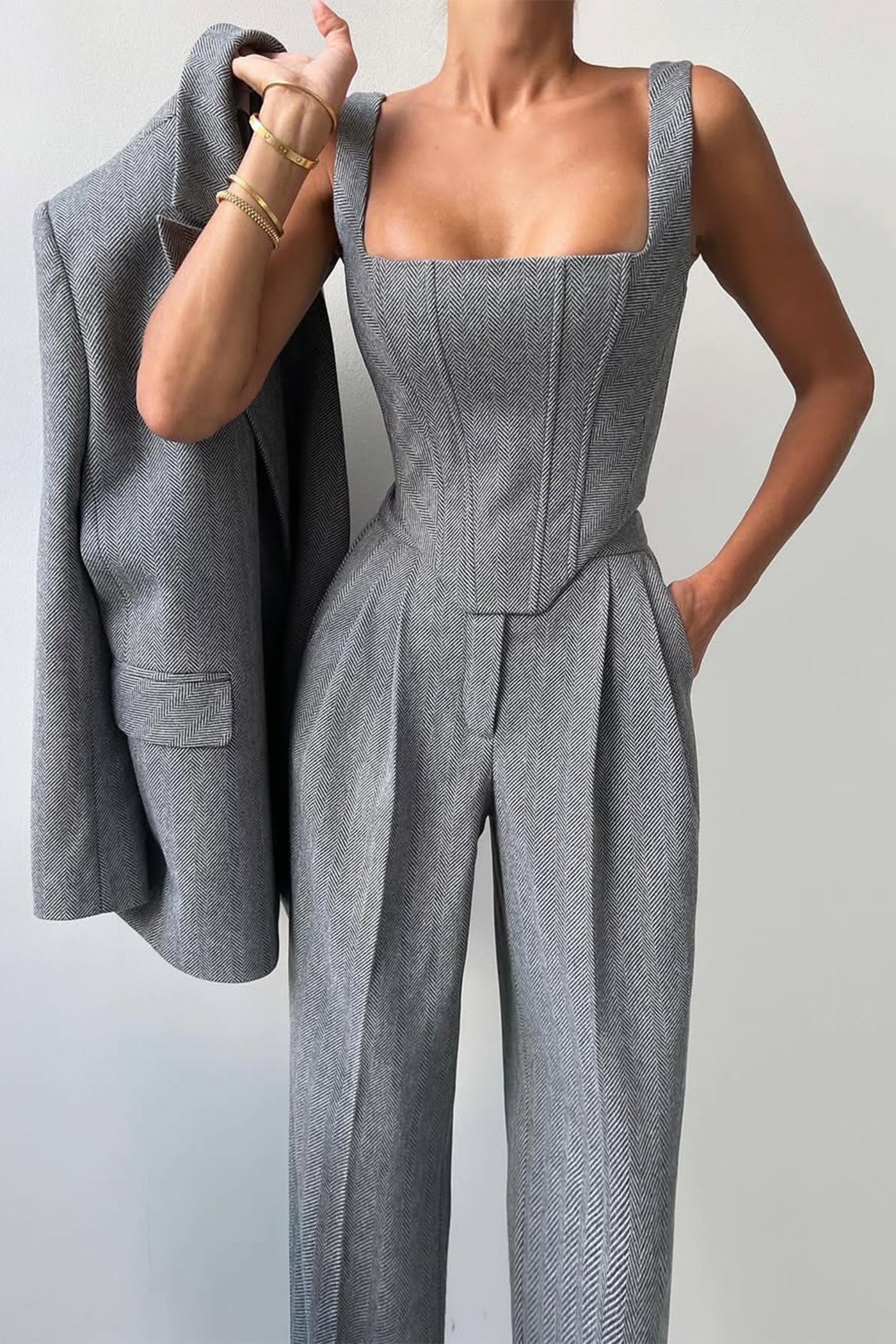 Dolce | Driedelig set met double-breasted blazer