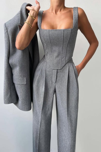 Dolce | Driedelig set met double-breasted blazer