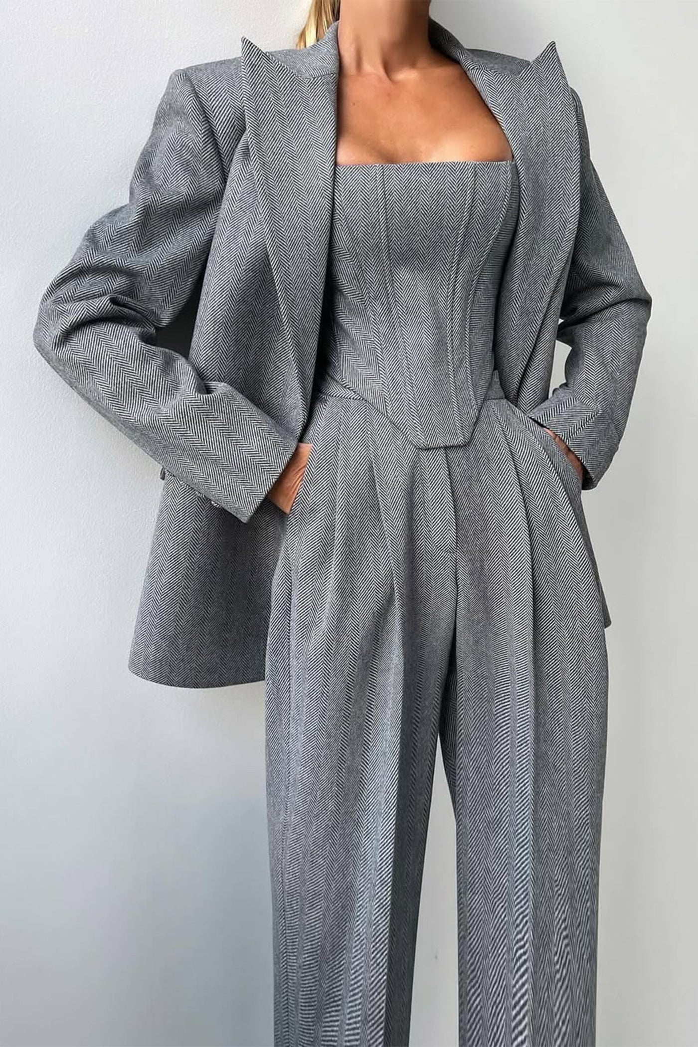 Dolce | Driedelig set met double-breasted blazer