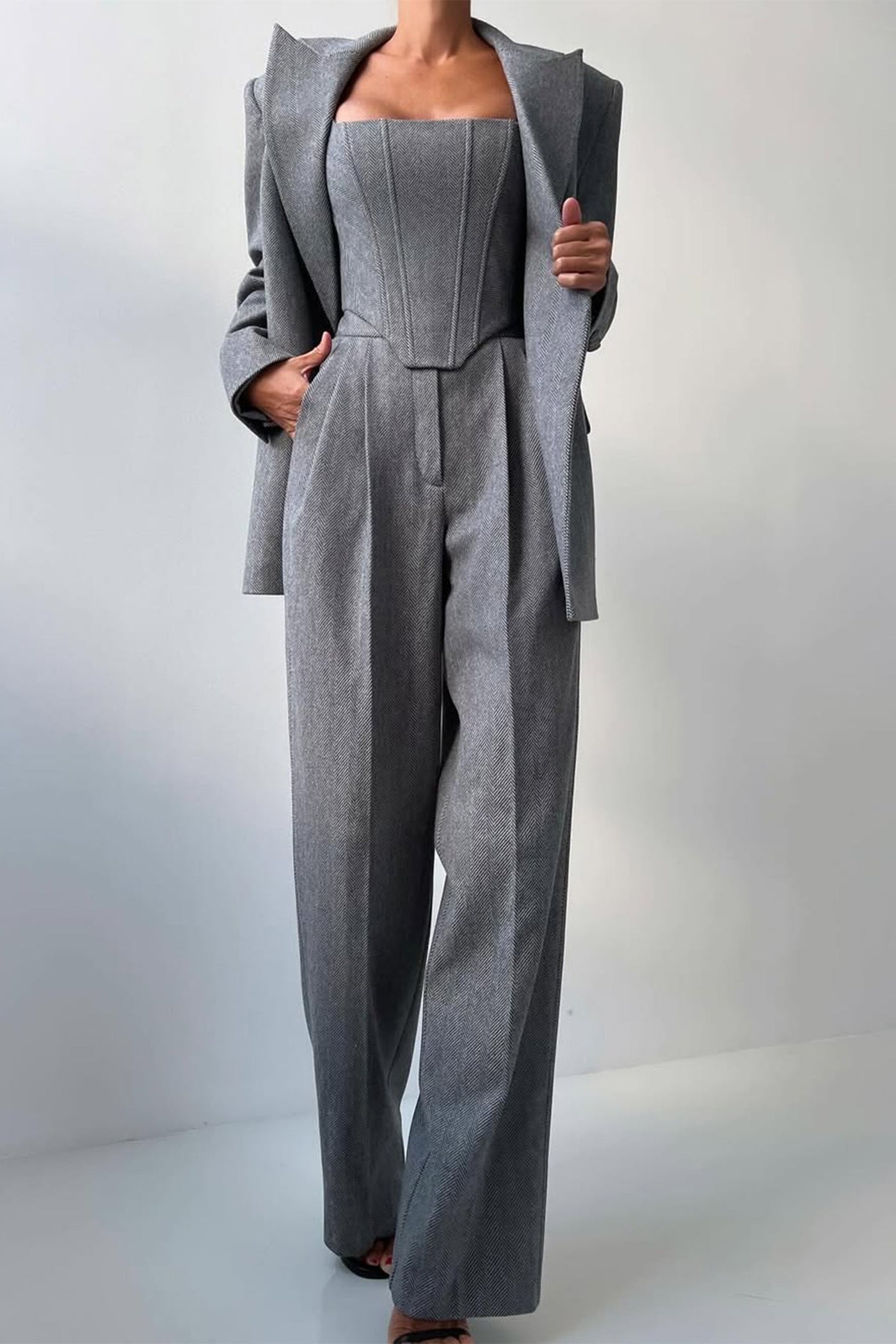 Dolce | Driedelig set met double-breasted blazer