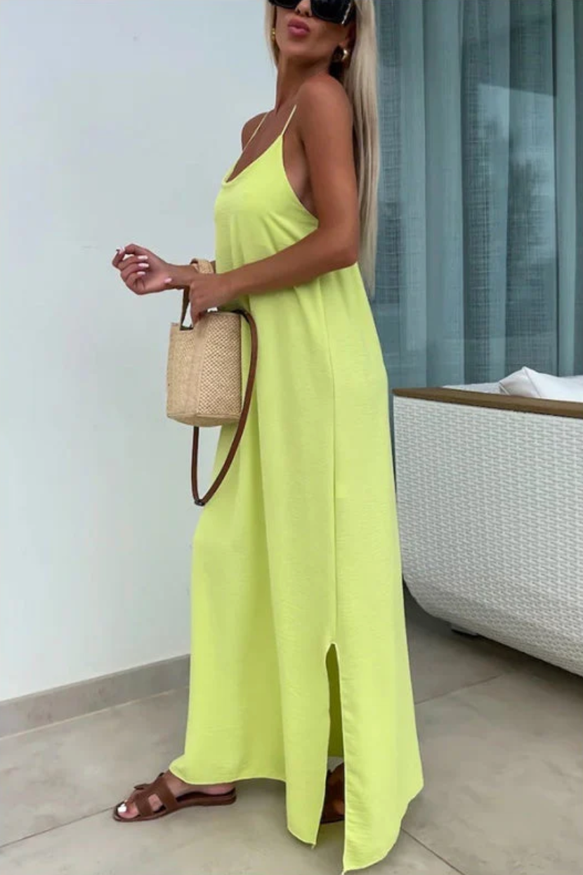 NOMI™ - Lange jurk met dunne schouderbandjes