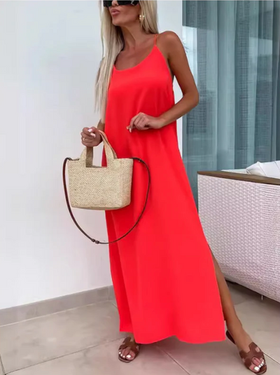 NOMI™ - Lange jurk met dunne schouderbandjes