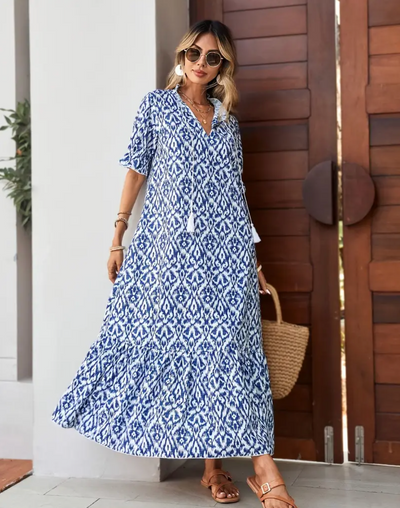 Nomi™- Zomer Boho Vintage Jurk met V-hals