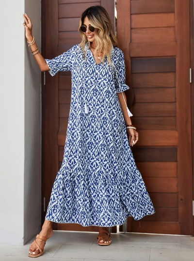 Nomi™- Zomer Boho Vintage Jurk met V-hals