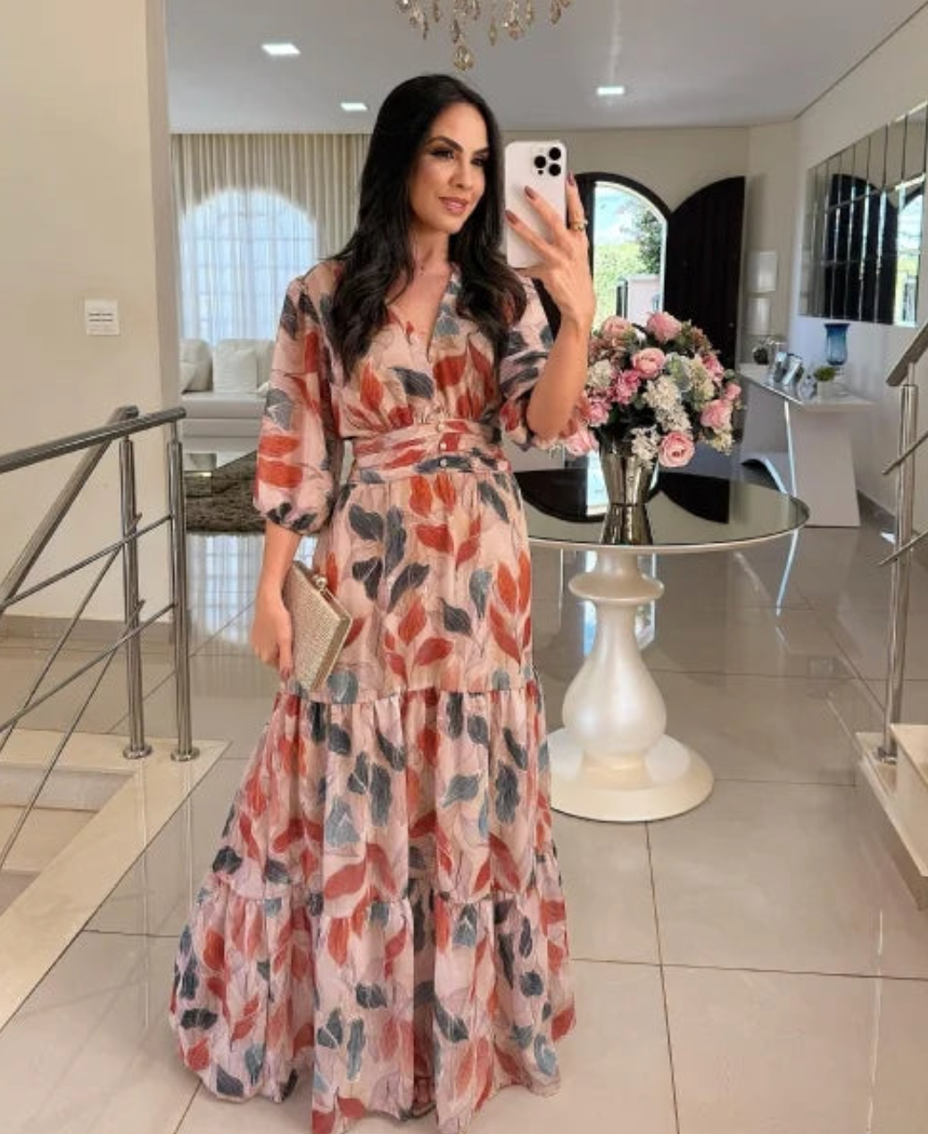 NOMI™ - Lange Bloemenjurk met Comfortabele Pasvorm voor Elegante Dagen