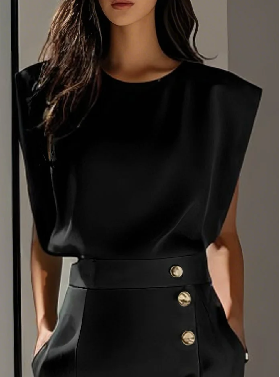 NOMI™ | Elegante Ivoor Kleding voor Dames – Zomerjurk met Gouden Knopen en Zijsplit