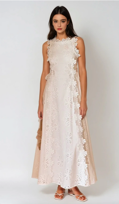 NOMI™ | Maxijurk met Borduursel – Romantisch Wit voor de Zomer en Ceremonies